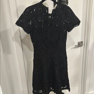 MICHAEL Michael Kors Black Sheath Mini Dress with Flutter Sleeves for Cocktail